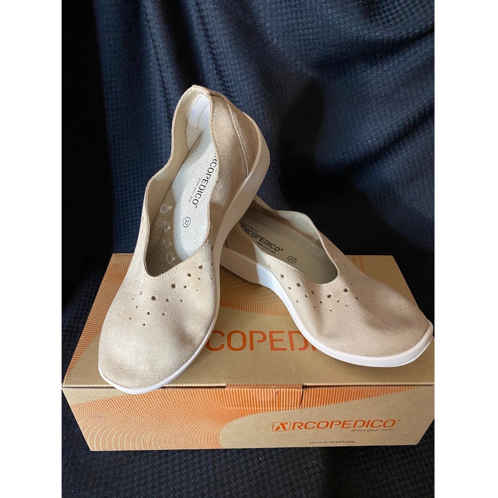 Arcopedico Cezanne H89 Gal Beige Slip On Comfort Shoes Womens 37 New Box